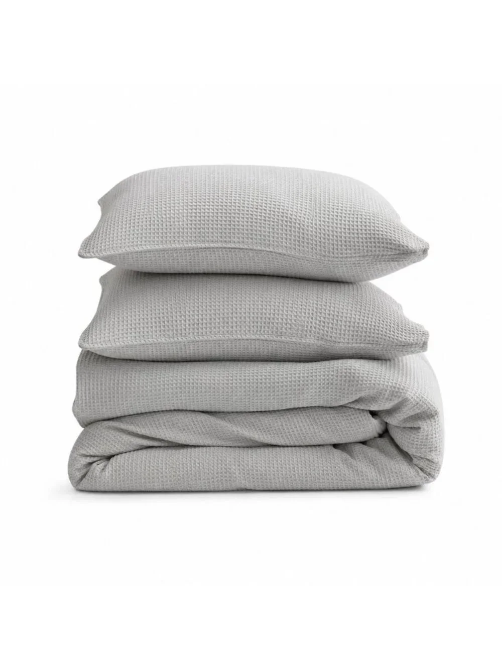 S17 | Quince Organic Luxe Honeycomb Duvet Cover Set Full Queen Light Grey NWT